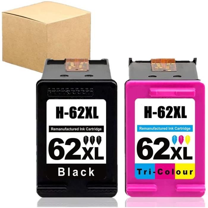 Pack de cartouches d'encre 62 XL Noir + Couleurs - Compatible HP