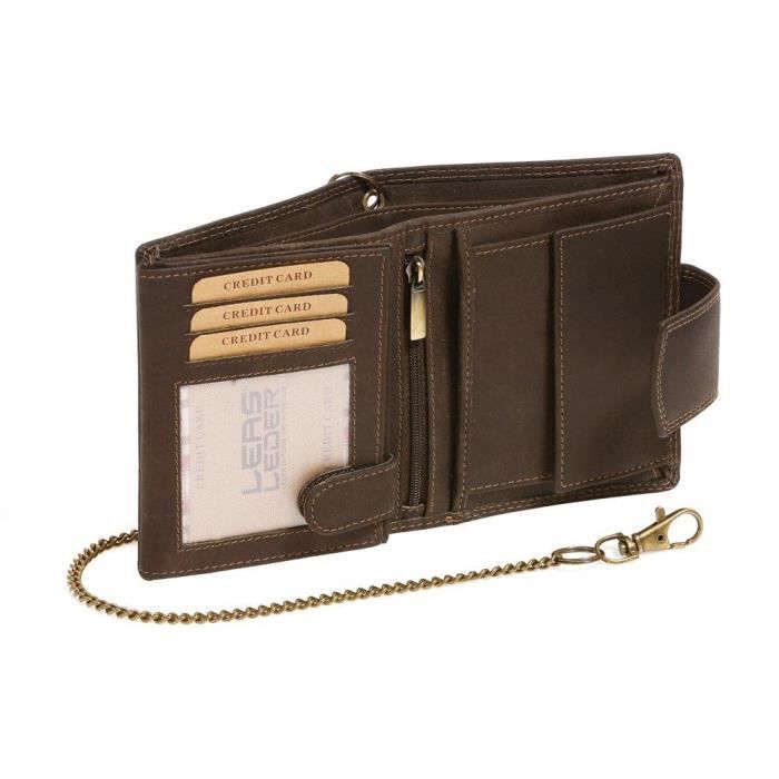 Portefeuille Trifold Motard Peace Avec Chaîne - Cuir, Hippie, Neuf étiqueté