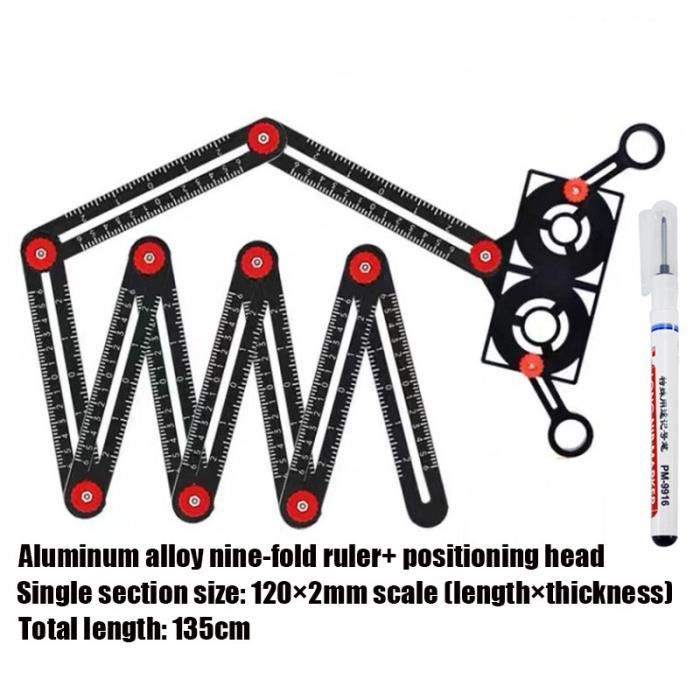 Règle De Traçage 3D Multi-Angle Pour Charpentier - Alliage D'Aluminium - Rouge - Modèle AMY-86 - Précision