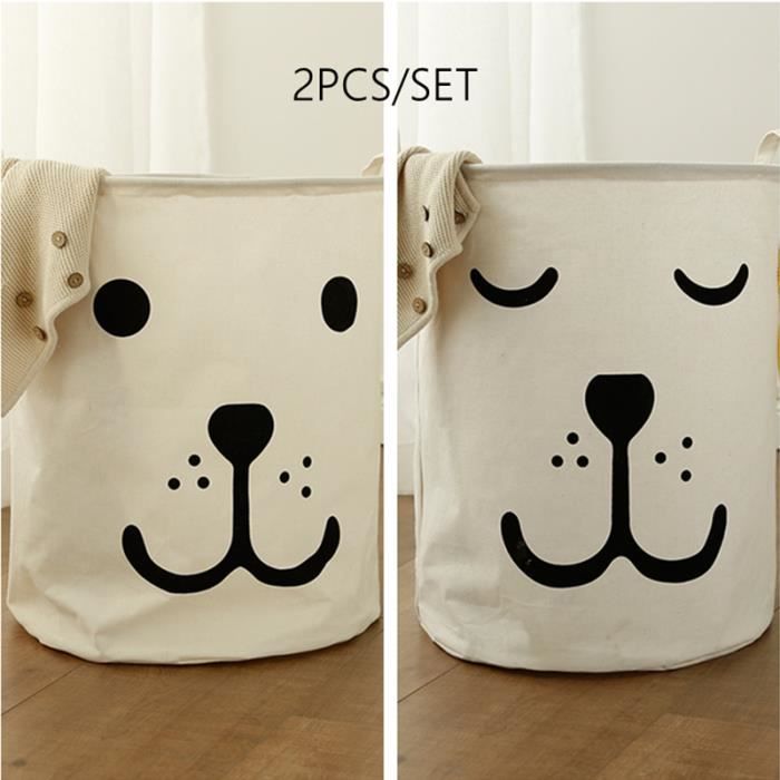 Panier à Linge En Coton Tissé - Grand Format 36x41x51 Cm - Poignées, Pliable - Pour Vêtements, Jouets, Rangement