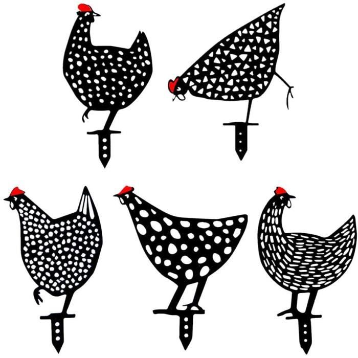 Piquets de Jardin décoratifs Statue de Poule mère de Ferme et Poussin piquets de Jardin en