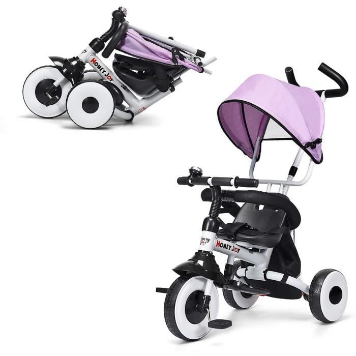 Goplus Tricycle Bebe Evolutif Pliable Avec Para Soleil Extensible 4 En 1 Velo Poussette 3 Roues Frein Double Et Barriere Ant 413 Cdiscount Sport