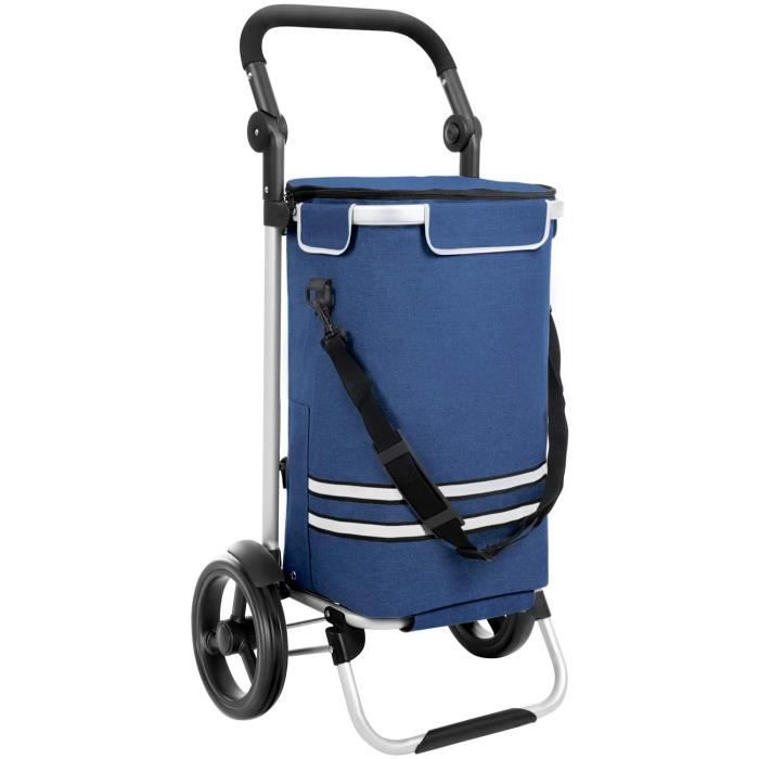 Caddie De Courses Chariot De Courses Pliable Avec Sac Isotherme Polyvalent Sac Amovible Roulettes Solide Bleu Kst02bu 64