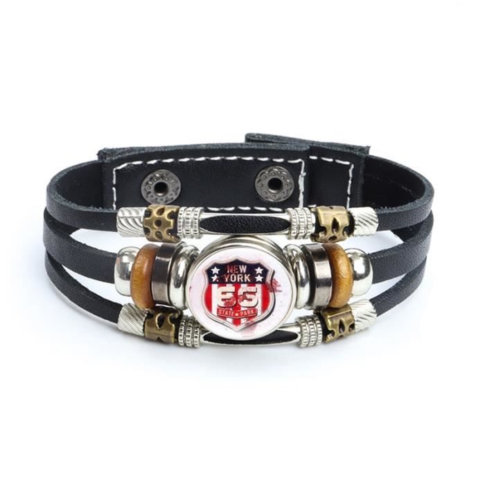 Lot De 6 Bracelets Homme En Cuir Tressé Multicouches - Noir, Vintage Et Tendance