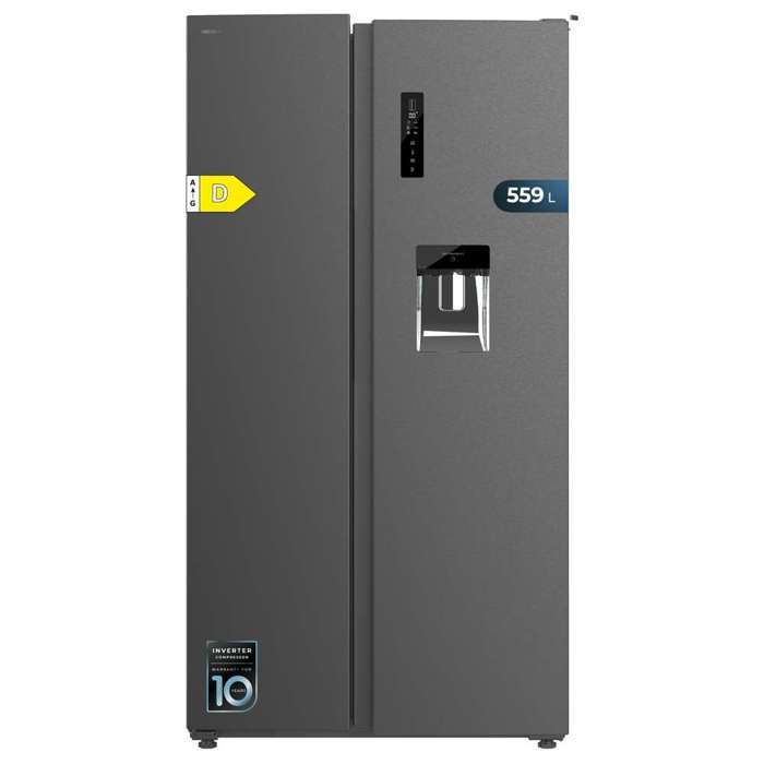 Cecotec Réfrigérateur Américain de 559 Litres Bolero CoolMarket SBS 562 Sombre D: 177 cm de Hauteur et 90 cm de Largeur Moteur Inver