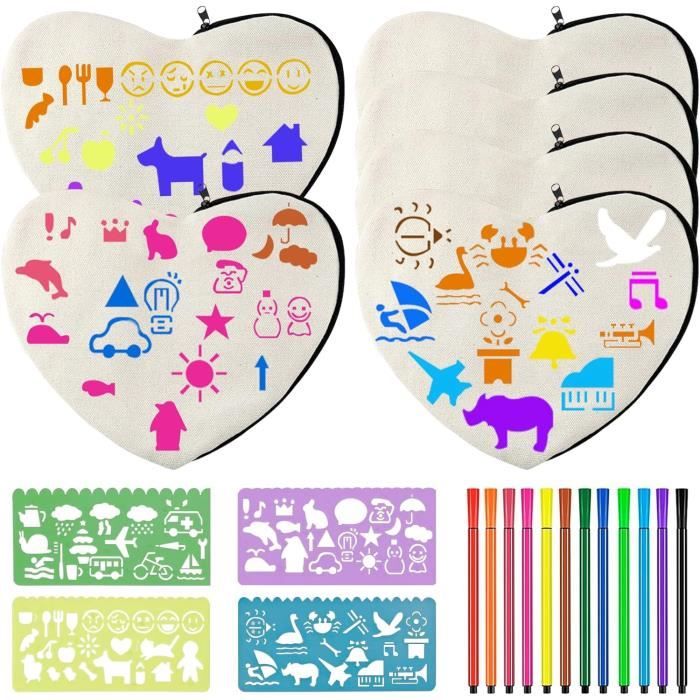 10 Pochettes En Toile Vierges à Personnaliser - Trousse DIY, Sac Peinture, Rangement Maquillage - Fermeture éclair