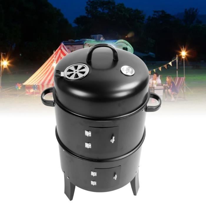 Cikonielf fumoir vertical Fumoir à charbon vertical 3 en 1, gril à 3