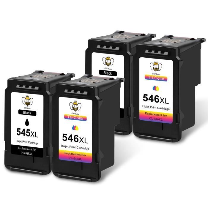 Cartouches Encre PG-545XL CL-546XL Compatibles Canon - Multipack Pour Pixma TS3400 TS3100 MX495 Etc.