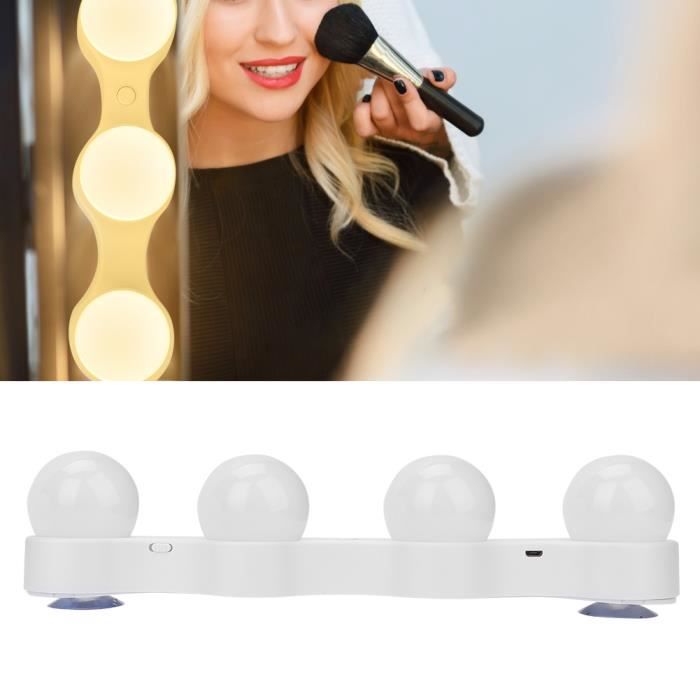 Lampe De Maquillage LED Portable | 4 Lumières | Ventouse Incluse | Sans Fil