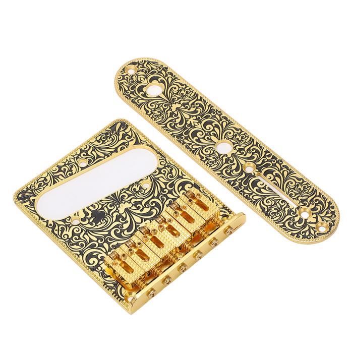 Alnicov Plaque Pont + Plaque Contrôle Or Pour Guitare Électrique 6 Cordes - Set Métal Doré Élégant Avec Vis