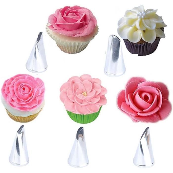 Douille Patisserie Choux DUORUI Lot De 5 Douilles U00e0 Pu00e2tisserie Embouts De Glau00e7age En Acier Inoxydable Reutilisable Pour Decoration Gateaux Forme De Feuil Stylo Glaçage