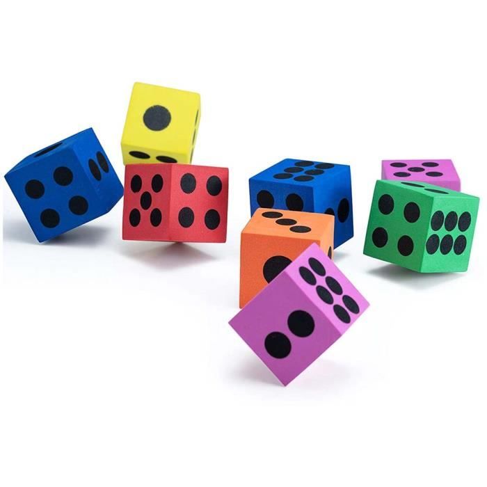 8 Dés Géants En Mousse - 8cm - Couleur Bleue - Pour Jeux, Fêtes Et Apprentissage En Classe