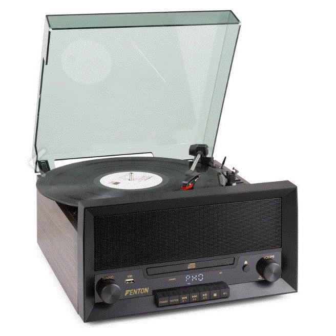 Fenton RP135W - Platine vinyle CD, platine vinyle et lecteur CD, technologie Bluetooth, 3 vitesses de disques 33 ?, 45 et 78 tours