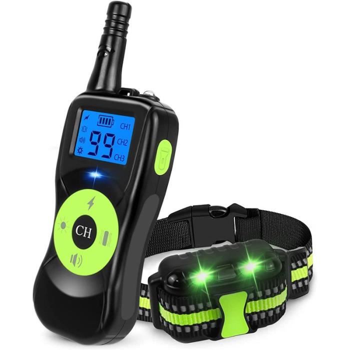 Meilleurs prix pour Collier de Dressage pour Petits, Moyens et Grands Chiens Rechargeable, Mode de Formation 3+1, Télécommande 500M, vert