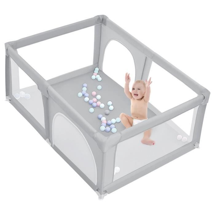 Meilleurs prix pour Parc rectangulaire grand espace pour bébé - HOMEWELL - YIPEEMA - Gris - 50 balles