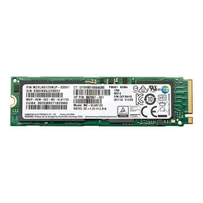 Hp disque ssd 512 go interne m 2 pci express 3 0 x4 nvme pour