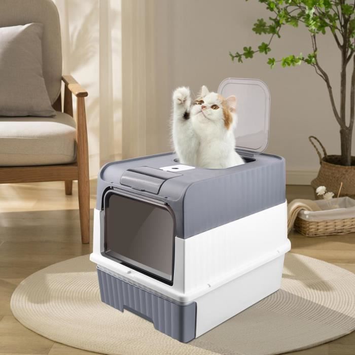 Comparer les prix de KEDIA. Bac à litière pour Chat Maison de Toilette fermée avec Couvercle et Pelle, Plastique (PP) (Gris, 49*37*35cm)