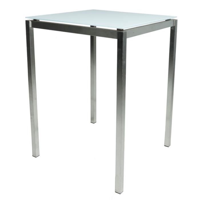 Table Haute Carree De Jardin Inox Verre 80x80 Cm Cilaos Achat
