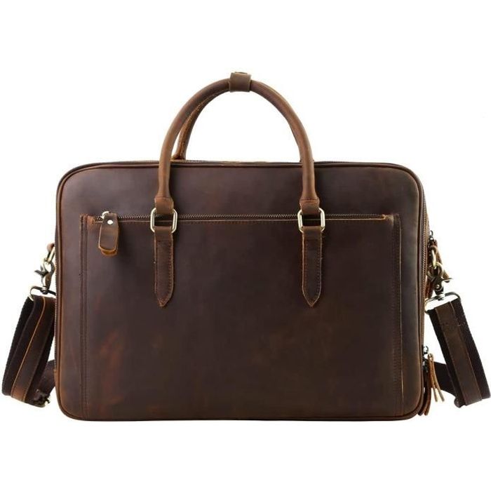 Leathario Sac à Dos pour Homme Sacoche à Main en Cuir véritable Noir 
