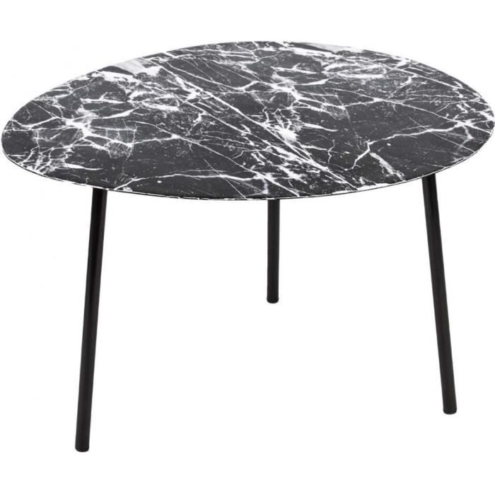 table basse en métal imitation marbre ovoid 58 x 51 cm noir noir