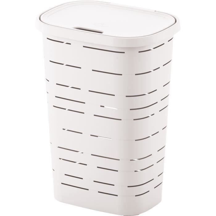 MHOME Coffre à linge - 55 L - Blanc