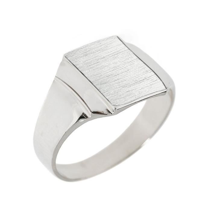 Bague Homme 10 Ct 471 1000 Gravable Or Blanc Chevaliere Blanc