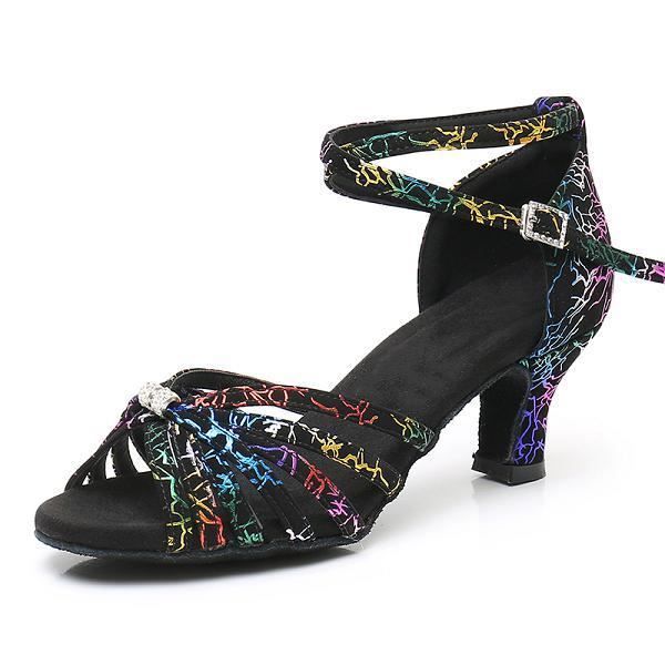 HIPPOSEUS Femmes Chaussures de Danse Latine Satin Bout Ouvert Dames Salle de Bal Salsa Chaussures de Danse modèle 213 