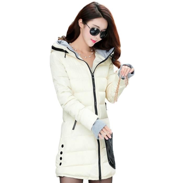 Doudoune MISSMAO Femme avec Capuche Fourrure Blanc Blanc