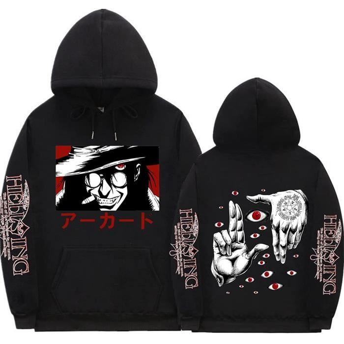 Sweat à Capuche Hellsing Imprimé 2D - Coupe Ample Unisexe - Style Vintage Hip-hop Harajuku - Taille XXS à 4XL