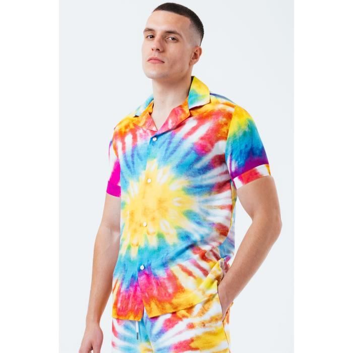 Chemise North 56°4 Grande Taille lin (en partie) avec manches courtes et col français multicolore