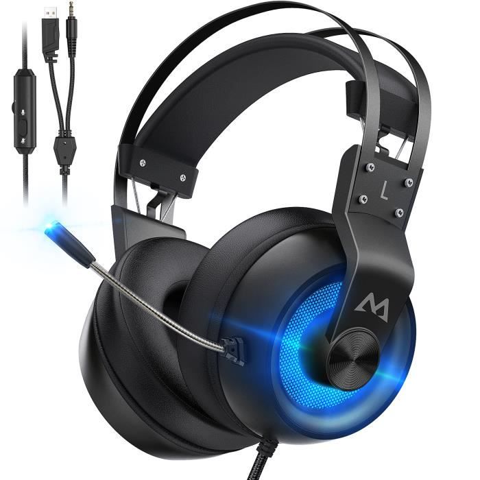 Mpow EG3 Pro Casque Gaming pour PS4 Xbox One PC Switch etc. Casque Gamer Filaire avec Micro Antibruit Son a 3D Immersifs LED Cdiscount TV Son Photo