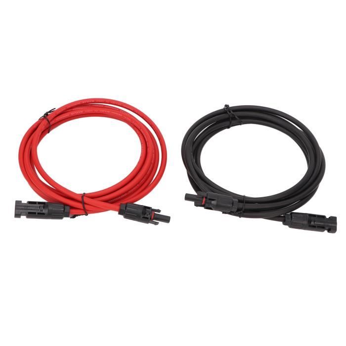 Câble d'extension solaire Fil noir + Rouge 12AWG (4mm) avec connecteur  solaire femelle et mâle Câble d'extension de panneau solaire