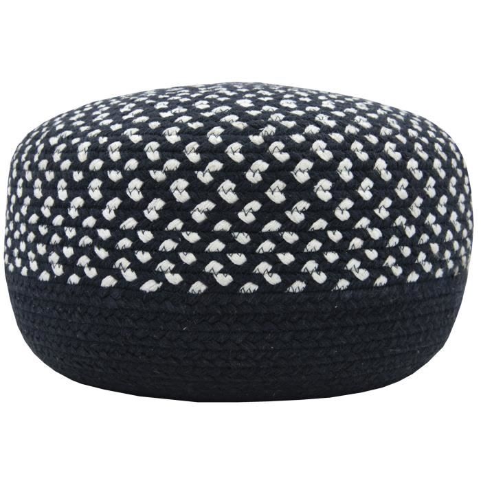 Nattiot Pouf Pour Chambre Enfant 100 Polyester Pouf Rond Noir Et