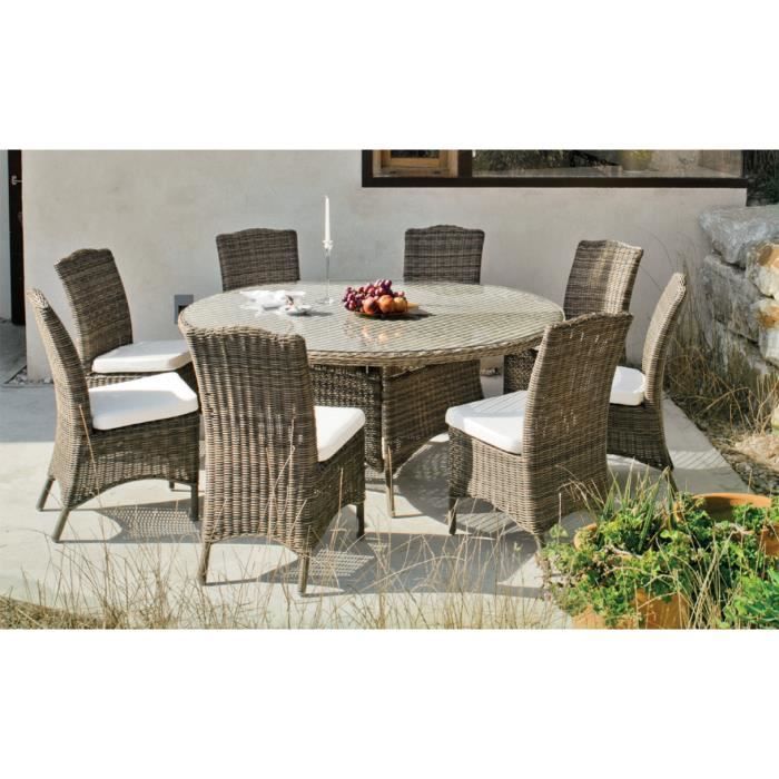 Set de jardin en rotin synthétique ( table ronde et 8 chaises avec