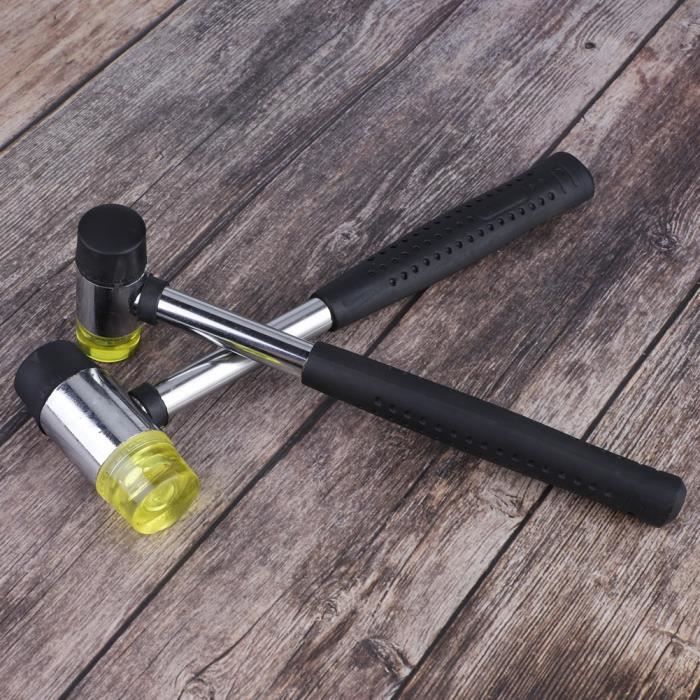 MARTEAU EN CAOUTCHOUC MAILLET DOUBLE FACE MANCHE DE TUYAU EN ACIER OUTIL À MAIN INSTALLATION Reparation 30mm 94521186