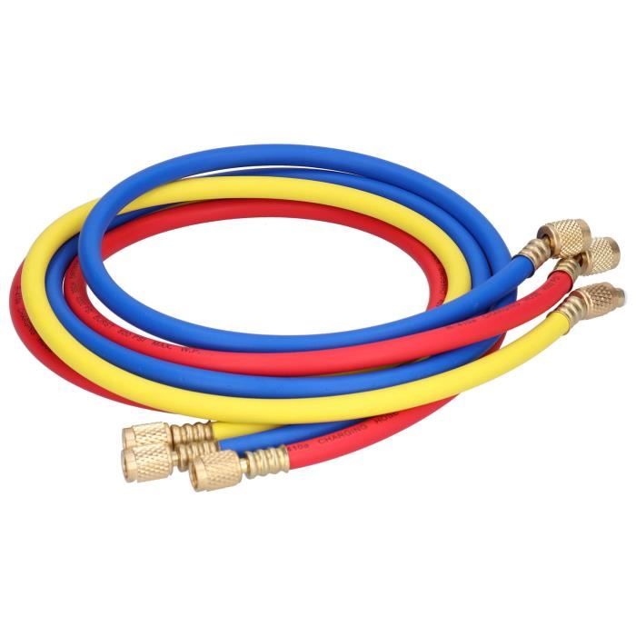 3 Tuyaux De Charge Réfrigérant R410A - Longueur 35 Pouces (90cm) - Pression 800-4000 PSI - Compatible 1/4" Et 5/16"