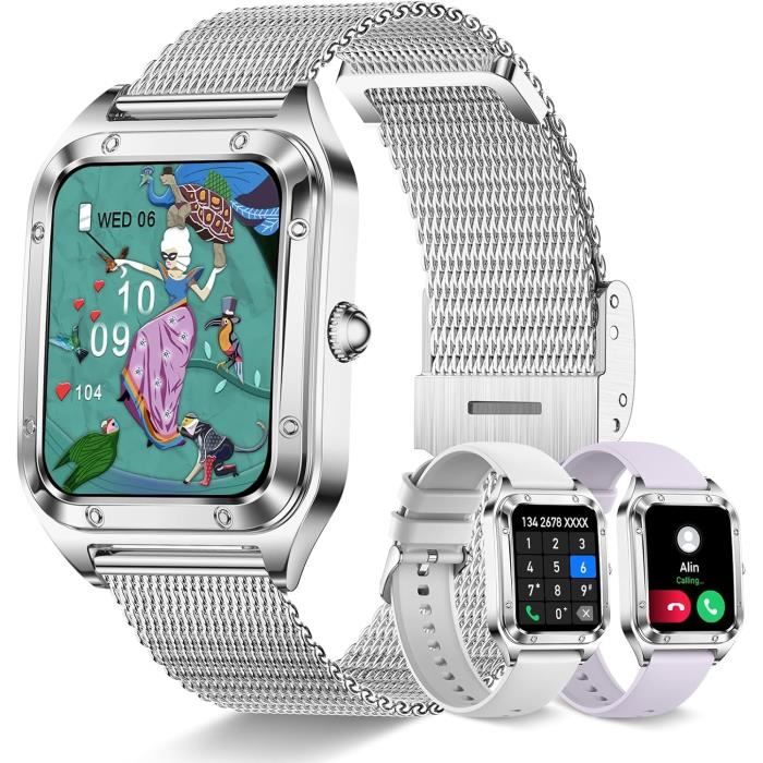 Montre Connectée BANLVS P111 - Appel Bluetooth, 130+ Modes Sport, Cardio, SpO2, Sommeil (1,75", Inox)