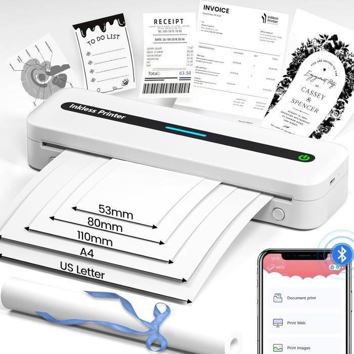 Imprimante Thermique Portable ESynic - Sans Encre, Bluetooth, Pour étiquettes Et Notes (Android/iOS)