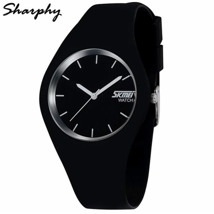 SHARPHY Noir Montre Homme Sport étanche bracelet en silicone Quartz watches men Nouveau Mode Meilleure qualité