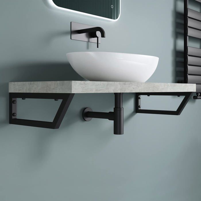 Sogood® 1 Pièce Équerre de Fixation Noir Étagère Tablette Murale Porte-Serviette en Acier Inoxydable 38x2 5x15cm WH04