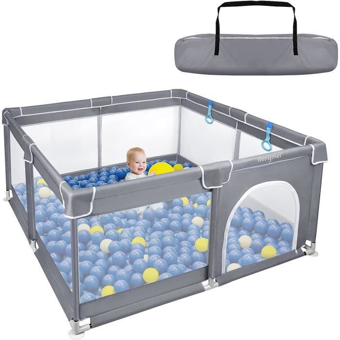 Parc De Jeu Bébé Moby-System 200x160 Cm - Boîte à Terre Pliable Avec Sac Transport - Gris