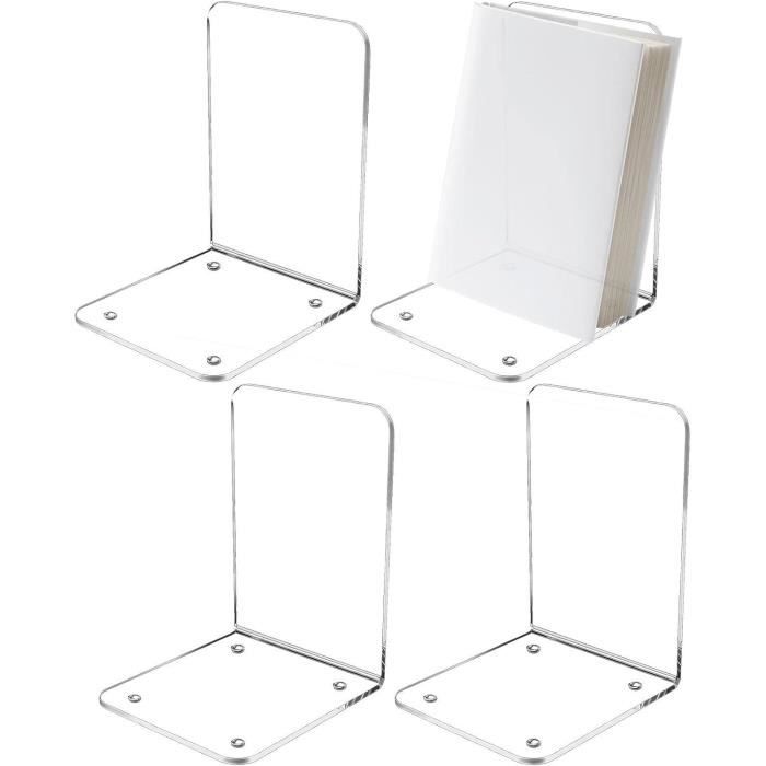 Serre-Livres Acrylique Transparent Livre Fichier Séparateur De Stockage De Bureau Serre-Livres pour La Bibliothèque De Bureau À Domicile Organisateur De Bouchon De Livre, 4