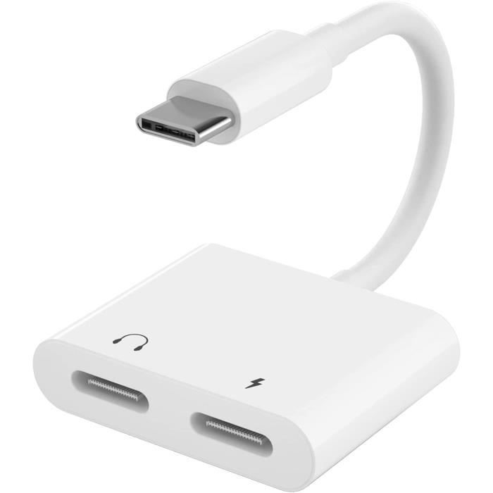 Adaptateur Type-C Vers Double Port Type-C - Pour Écouteurs Et Charge Simultanée - Compatible Huawei, Xiaomi