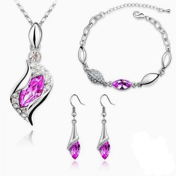 Parure - Lorelys - Cristal Swarovski - Plaqué Or Blanc - Collier
