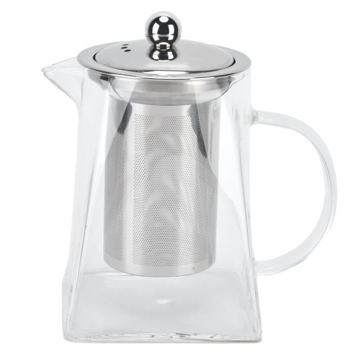 TEA SOUL Théière Verre 500ml Avec Filtre Acier - Verre Borosilicaté - Pour Thé Fleuri, Vert, Blanc - Infusion Dégustation