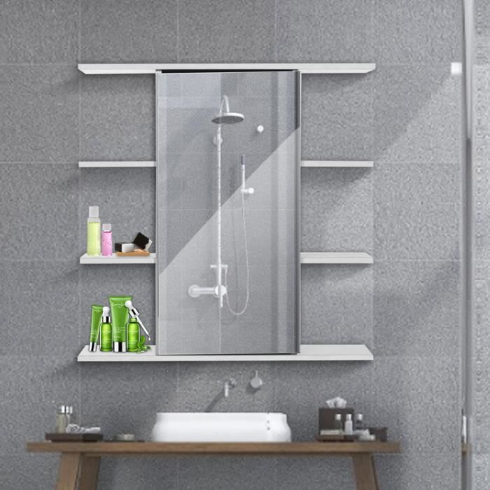 Insma Meuble De Salle De Bain Mural 60cm Porte Magnetique Avec Mirroir 9 Espaces Cabinet Armoire De Toilette Rangement Wc Cdiscount Maison