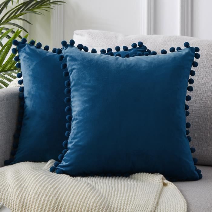 Topfinel 2 Coussin Decoration Chambre En Velours Couleur Unie Canape Avec Les Ballons Moderne Pour Salon 40x40cm Bleu Marine Achat Vente Housse De Coussin Cdiscount