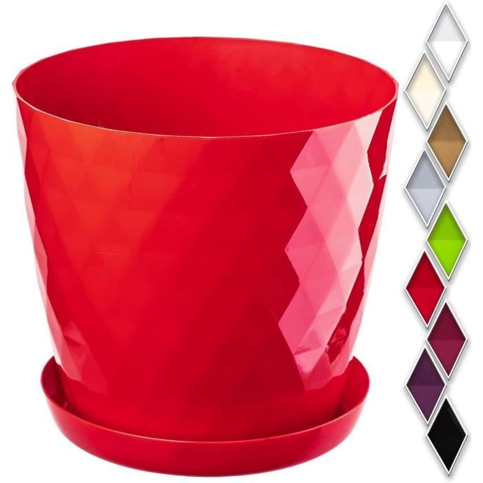 Pot De Fleurs Plastique Avec Soucoupe Intégrée - 25 Cm Blanc - Décoration Intérieure Moderne