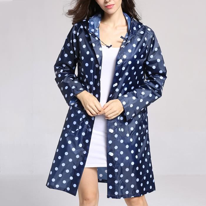 Veste Longue D'extérieur Imperméable à Capuche Imperméable Pour Femme, Bleu