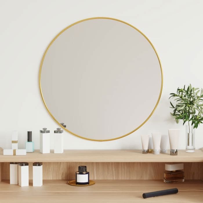 vidaXL Mural Miroir de Maquillage Coiffeuse Cosmétique Décoration de Chambre à Coucher Salle de Bain Salon Intérieur Doré Ø 348181